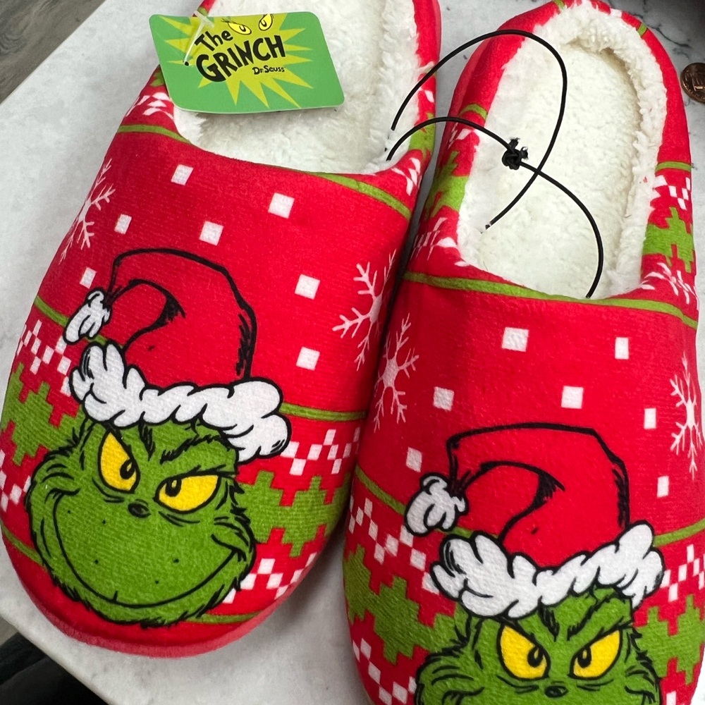 The Grinch Red and Green Slippers